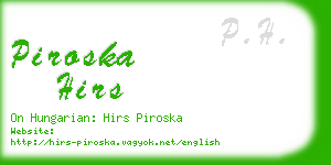 piroska hirs business card